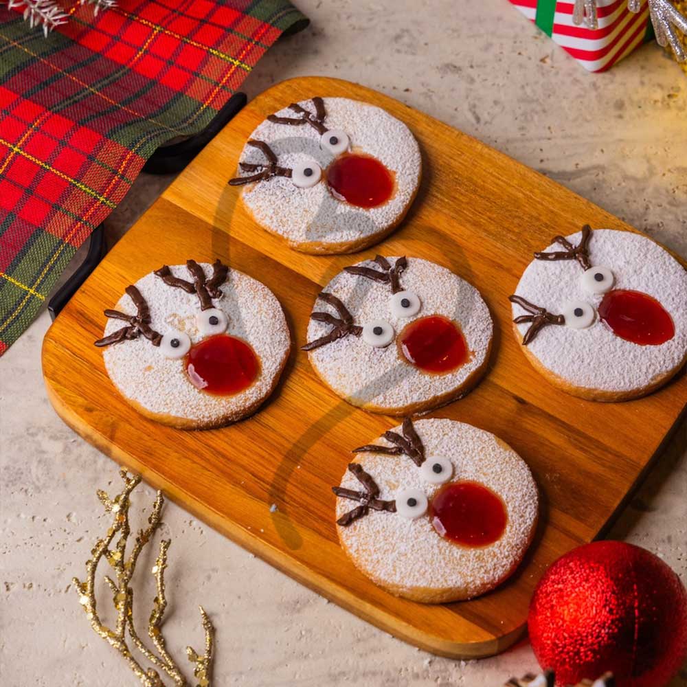 FESTIVE RUDOLPH LINZERS (PACK OF 5)